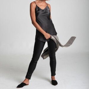 Jarbo Seam Pant Leggings 100% Stretch Leather in Pewter Size 36 US 6